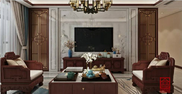 融創中心217平米中式風格裝修案例賞析