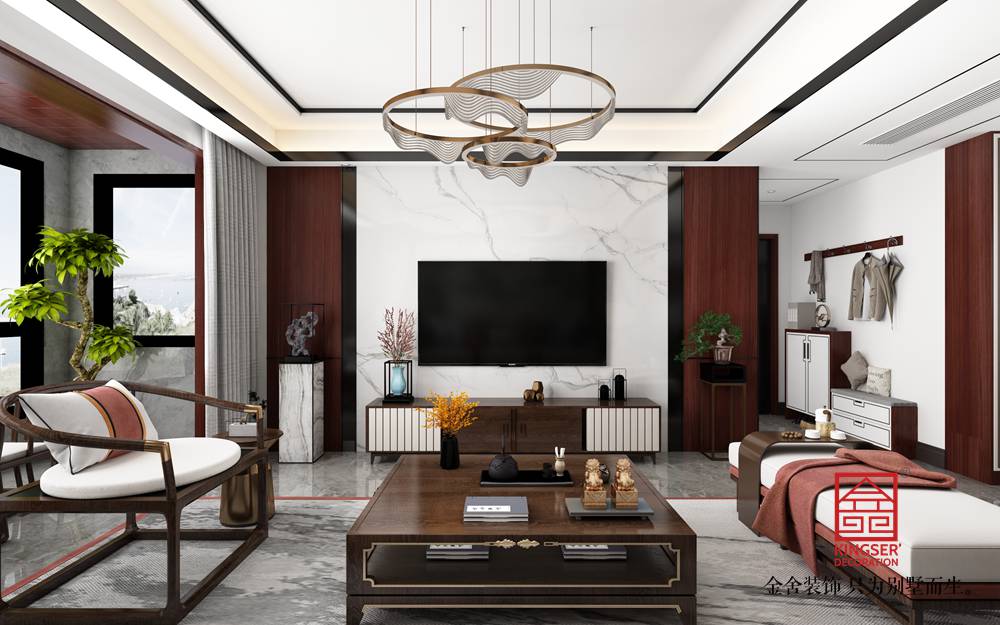 東城國(guó)際140平新中式風(fēng)格裝修-客廳