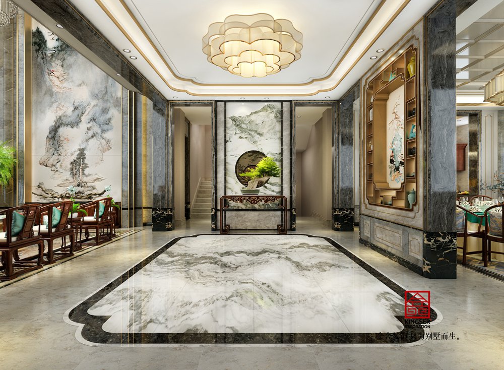 北苑別墅800平米裝修-新中式風格-玄關