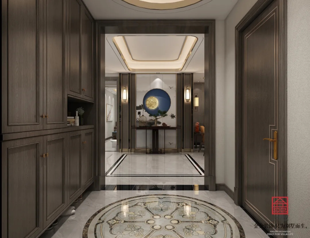 榮盛華府215平米裝修-新中式風格-玄關