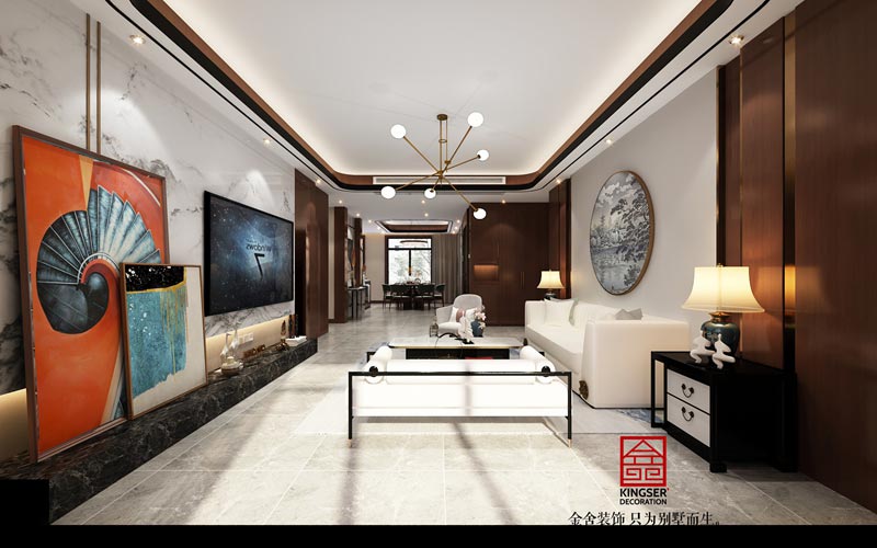 融創中心217㎡新中式風格客廳效果圖