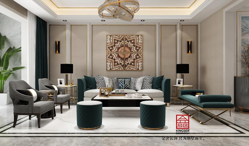 融創中心180平米美式輕奢風格裝修設計