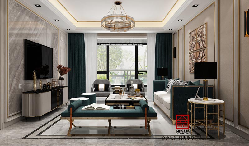 融創中心180平米美式輕奢風格裝修設計