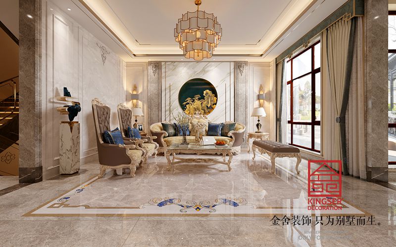 衡水漢王府別墅裝修520平現(xiàn)代法奢風格效果圖